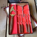 Bar set wood handles 1970 Foreign made