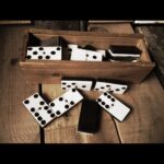 Handmade white with black base dominoes 1960