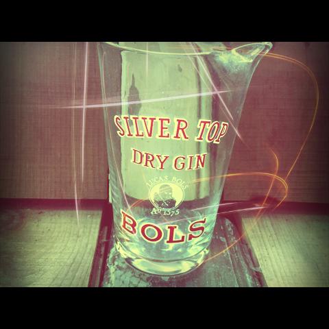 Bols silver top dry gin glass pitcher made Netherlands 1970 Bols silver top dry gin glass pitcher Netherlands 1970 - Image 1