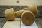 Dumbbells set wood 2x man tool 1960 - Image 3