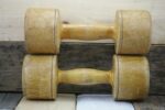 Dumbbells set wood 2x man tool 1960 - Image 4