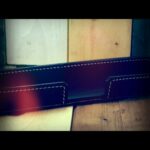 Leather 1960's black desk stuff holder