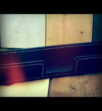 Leather 1960's black desk stuff holder