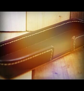 Leather 1960's brown desk stuff holder