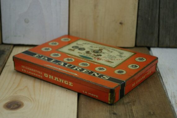 Ed Laurens 50 cigarettes orange tin 1930 Holland - Image 4