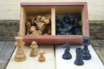 Chess set small handmade wood ca 1940 Netherlands - Image 3