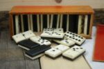 Double 6 Domino set Bone and Wood in box 1950 Holland - Image 5