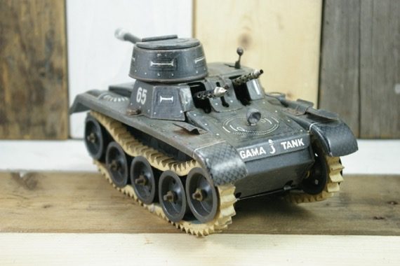 Gama 65 Tank medium military tin toy windup 1950 Germany - Image 3