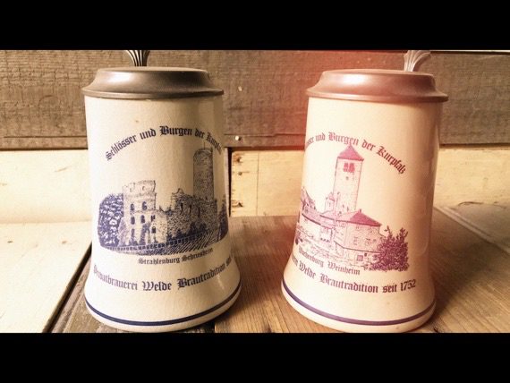 2x Privatbrauerei Welde Beer mug stein 0,5 liter 1990 Germany retro 2x Privatbrauerei Welde Beer mug stein 0,5 liter 1990 Germany - Image 1