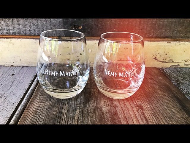 2x Remy Martin Cognac tumbler glasses France 2000