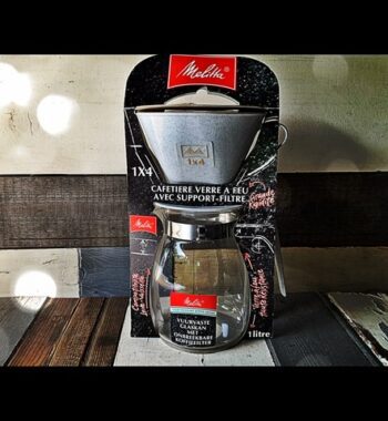 Melitta 1x4 filter holder with glass coffee pot in box 1980 Germany