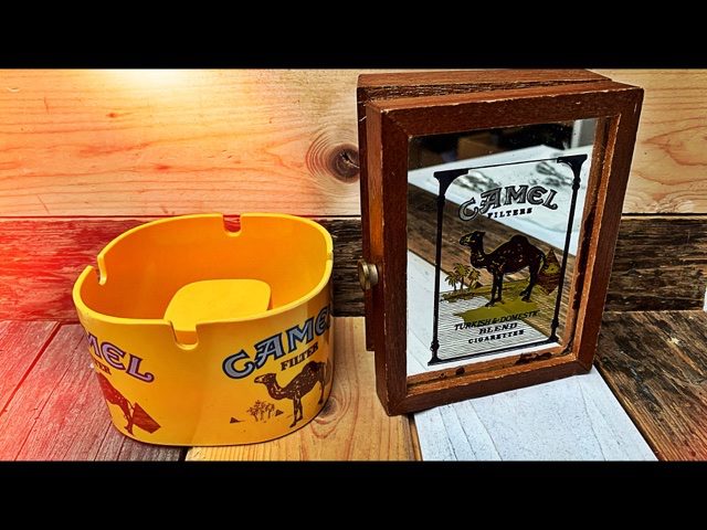 Camel Ashtray P75 Mebel and 50 cigarette box advertisement 1980 Italy Camel Ashtray P75 Mebel and 50 cigarette box advertisement 1980 Italy