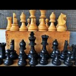 Chess set Staunton hand made wood tournament size France 1950
