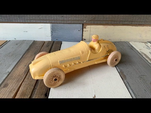 Tomte Stavanger big race car faded yellow vinyl 1970 Norway Tomte Stavanger big race car faded yellow vinyl 1970 Norway
