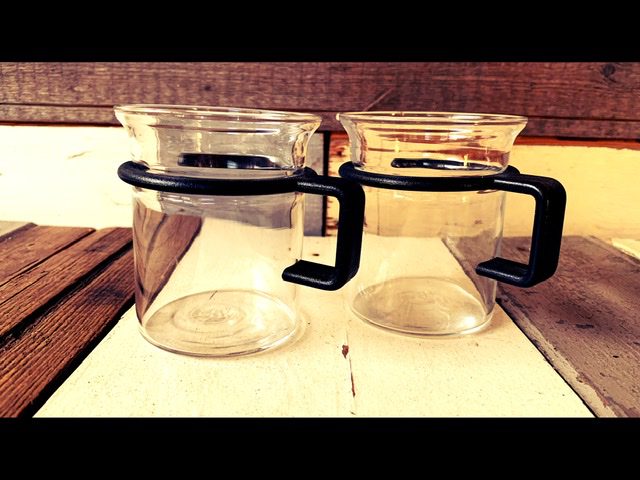 Set of 2 Bodum Bistro black handle Picard Tea glasses 1990 Denmark