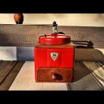 Peugeot Peuginox red coffee grinder 1950 France