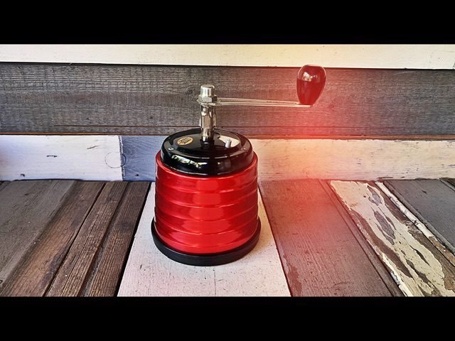 AJA candy apple red metallic coffee grinder 1960 Norway
