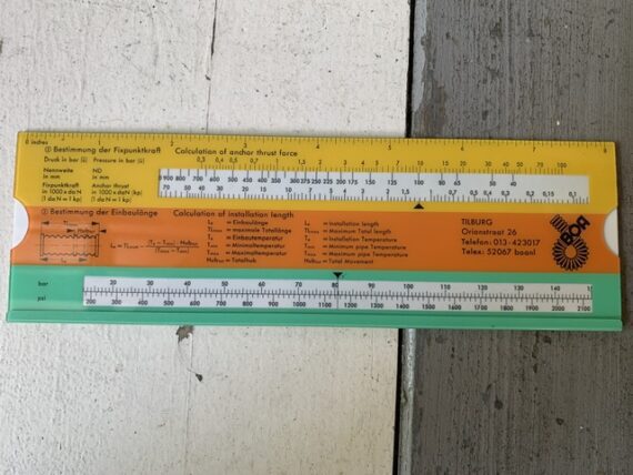 IWA 05182 Carbon steel pipe calculation slide rule chart 1976 Germany