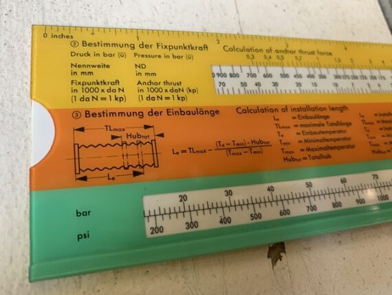 IWA 05182 Carbon steel pipe calculation slide rule chart 1976 Germany