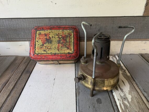 Standard 296 brass camping Stove in tin box 1950 Germany