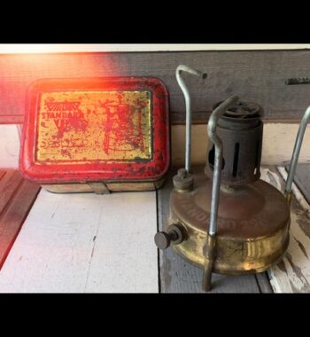 Standard 296 brass camping Stove in tin box 1950 Germany