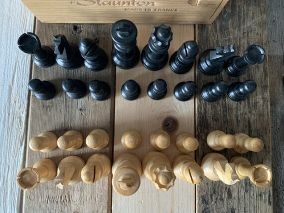Chess set Staunton type K78 wood in box 1960 France - Image 5