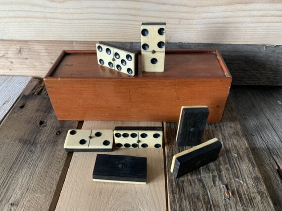 Double 6 Domino ebony Ivory set handmade in box 1900 Holland - Image 5