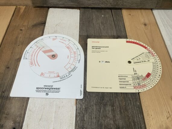 2x ALRO sound noise slide rule charts 1980 Holland