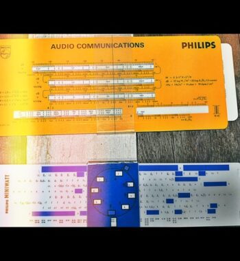 2x ALRO slide rule charts Philips Audio communications Miniwatt 1960 Holland