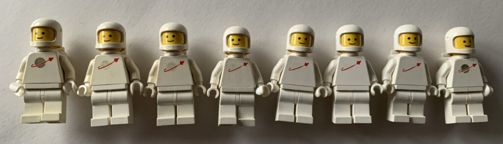Classic white spaceman through time