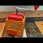 KYM 9253 square red accent coffee grinder 1950 Germany