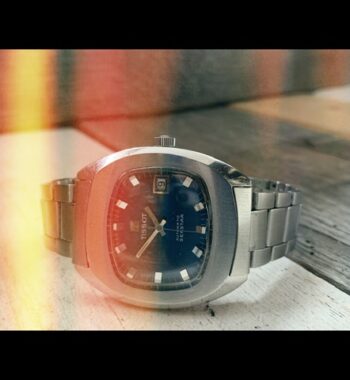 Tissot Seastar blue steel automatic TV dial watch 1970 Switzerland