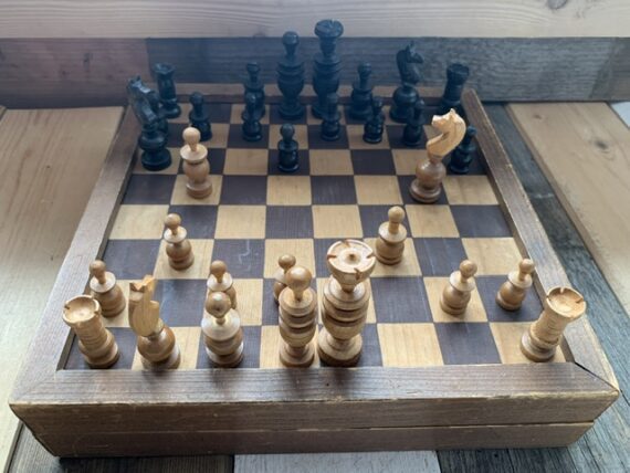 Chess checkers backgammon board game box set 1930 Netherlands