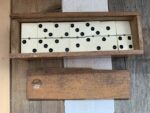 Double 6 Domino white bakelite set handmade in box 1950 Holland