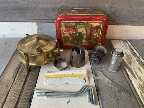 Standard 296 brass camping Stove complete set box 1970 Germany
