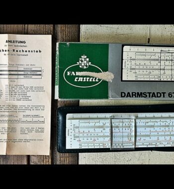 Faber Castell 67/54b Darmstadt slide rule full set 1960 Germany