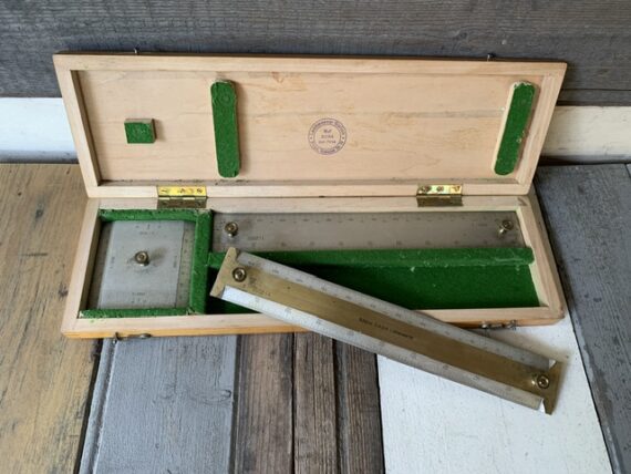 R.Reiss rectangular protractor survey map scale rules set in box 1925 Germany - Image 7