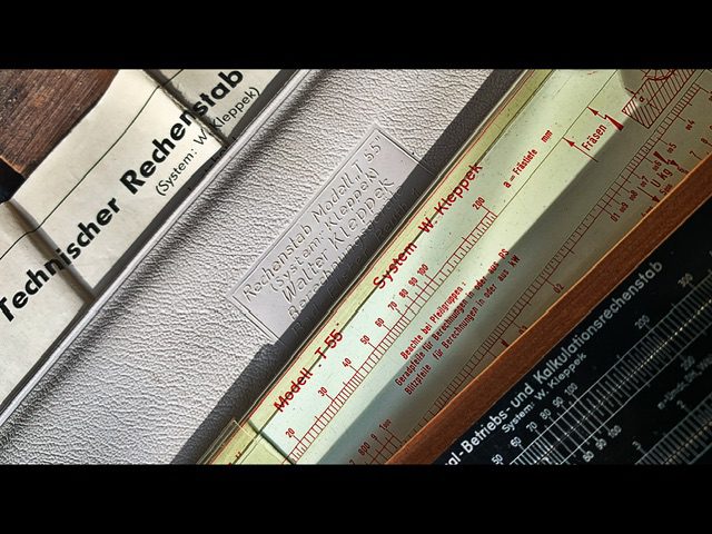 Walter Kleppek Machine time T55 Machinenzeit slide rules
