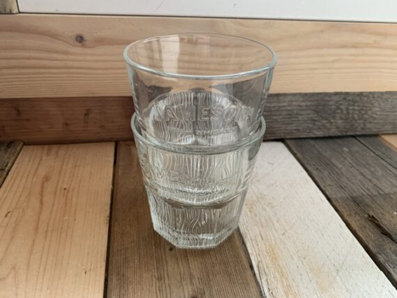 Set of 2 Jameson Whiskey embossed glasses 1990 Ireland - Image 2