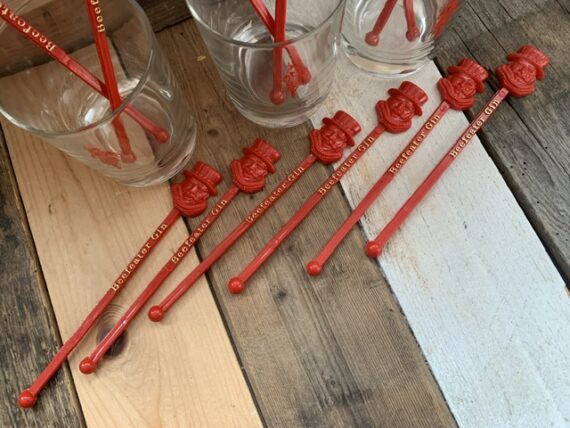 Beefeater Dry Gin lot 3x glasses 12x stirrer swizzle sticks 1980 England - Image 6