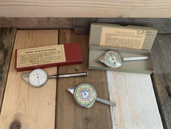 3x Map measuring wheel steel man tool 1970 Switzerland Germany - Image 4