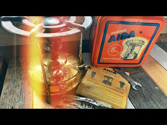 Aida 100 brass silent burner Stove complete in box 1970 Germany