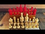 Chess set Nürnberg Nuremberg bone tournament size in box 1900 Germany