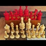 Chess set Nürnberg Nuremberg bone tournament size in box 1900 Germany