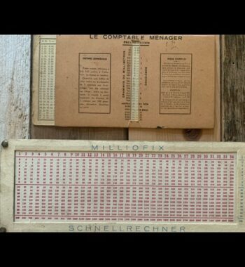 2x paper calculating general purpose slide charts 1940 Germany France