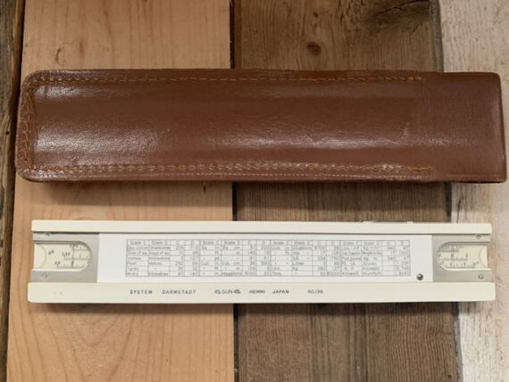 Sun Hemmi 136 Darmstadt pocket slide rule sleeve 1960 Japan