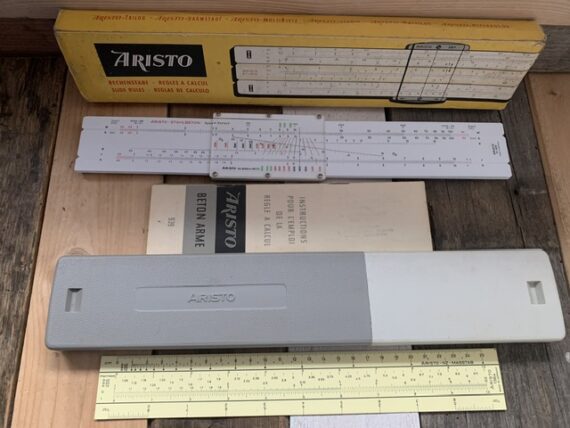 Aristo stahlbeton 939 n=15/35 Göttsch concrete slide rule full set 1970 Germany