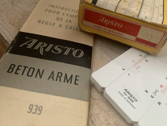 Aristo stahlbeton 939 n=15/35 Göttsch concrete slide rule full set 1970 Germany - Image 4