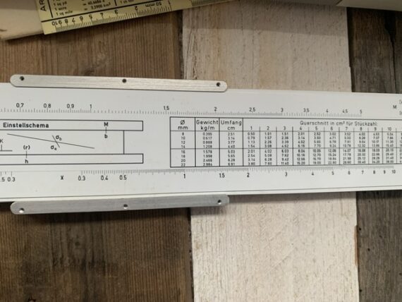 Aristo stahlbeton 939 n=15/35 Göttsch concrete slide rule full set 1970 Germany - Image 10