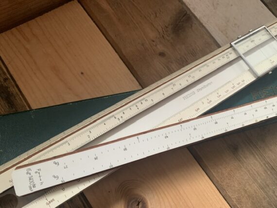 Reiss Stahlbeton slide rule container 1960 Eastern Germany
